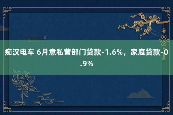 痴汉电车 6月意私营部门贷款-1.6%，家庭贷款-0.9%