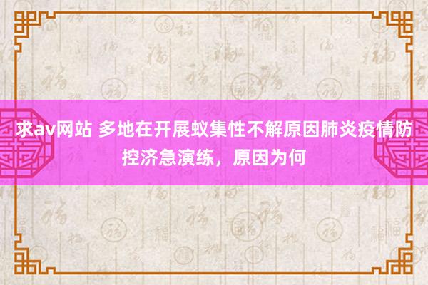 求av网站 多地在开展蚁集性不解原因肺炎疫情防控济急演练，原因为何