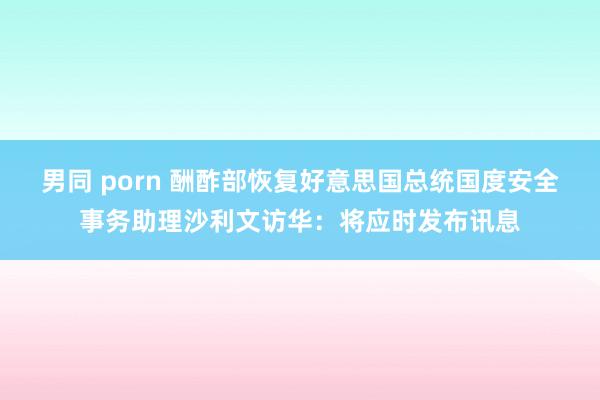 男同 porn 酬酢部恢复好意思国总统国度安全事务助理沙利文访华：将应时发布讯息