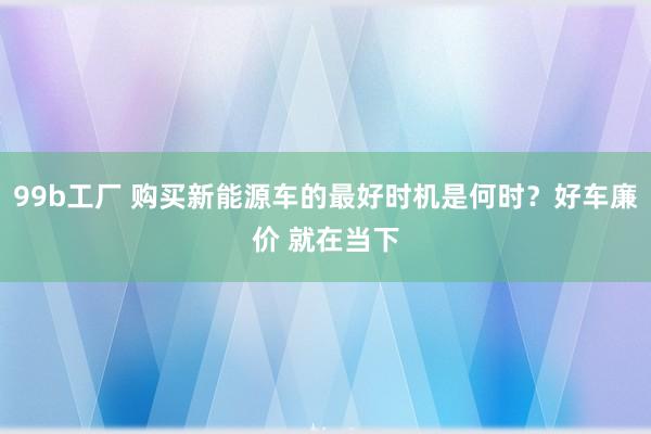 99b工厂 购买新能源车的最好时机是何时？好车廉价 就在当下