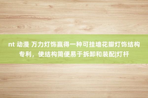 nt 动漫 万力灯饰赢得一种可挂墙花瓣灯饰结构专利，使结构简便易于拆卸和装配|灯杆